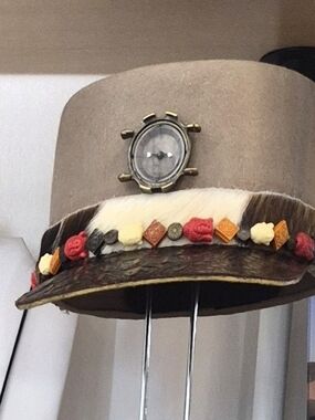 Boho Decorative Brown Top Hat with Colorful Bead Trim